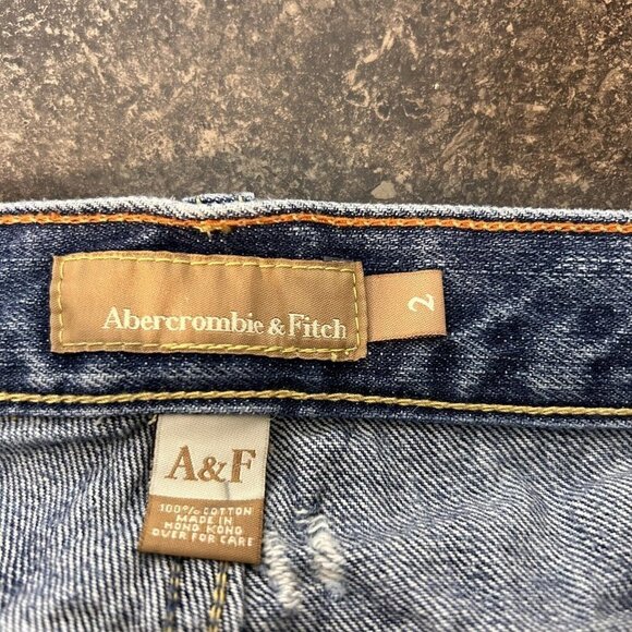 Abercrombie Fitch Jeans Womens SZ 2 Flared Denim Distressed Y2K Rave Style Boho - Picture 8 of 8